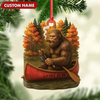 Joycorners Personalized Bigfoot Fishing Ornament, Funny Sasquatch in Canoe Christmas Decor, Unique Gift for Fishermen and Outdoor Lovers MT1111