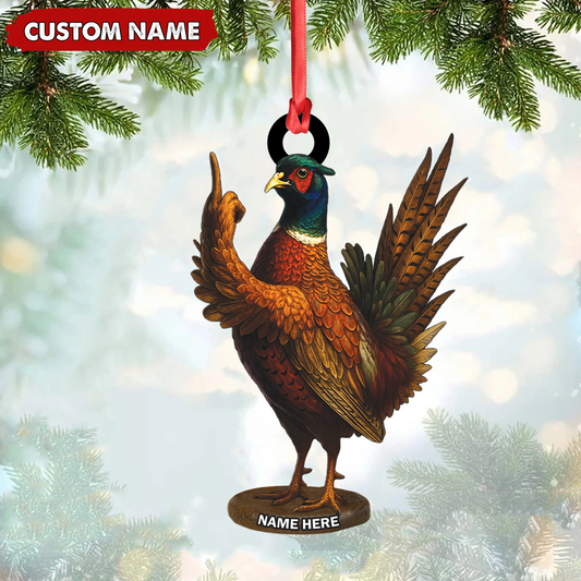 Joycorners Personalized Funny Pheasant Acrylic Ornament – Custom Christmas Gift for Hunters & Bird Lovers MT1111
