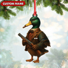 Joycorners Personalized Funny Duck Hunter Ornament, Dapper Mallard with Gun Christmas Decor, Unique Gag Gift for Hunters and Men MT1111