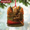 Joycorners Personalized Bigfoot Fishing Ornament, Funny Sasquatch in Canoe Christmas Decor, Unique Gift for Fishermen and Outdoor Lovers MT1111