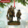Joycorners Personalized Duck Hunting Ornament for Dad and Son, Father & Son Camo Hunting Decoration, Duck Hunter Gift for Outdoor Lovers MT1111