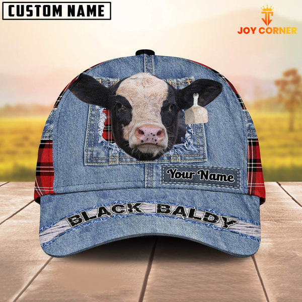 Joycorners Beefmaster Overall Jeans Pattern And Red Caro Pattern Customized Name Cap