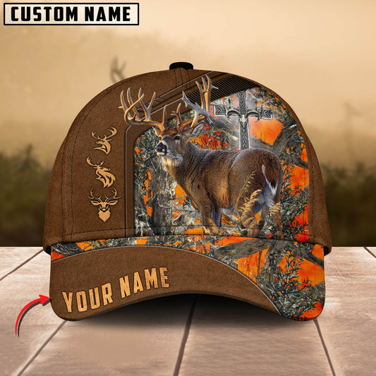 Joycorners Cross Hunting Deer Leather Pattern Personalized Hats 3D Multicolored