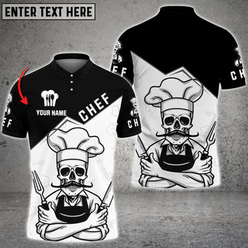 Joycorners Chef Clothing Chef Custom Tshirt Black & White Parttern Chef Uniforms