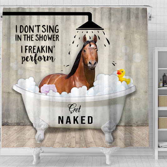 Joy Corners Brown Horse I Don't Sing In The Shower 3D Shower Curtain