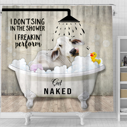 Joy Corners Brahman Cattle I Don't Sing In The Shower 3D Shower Curtain