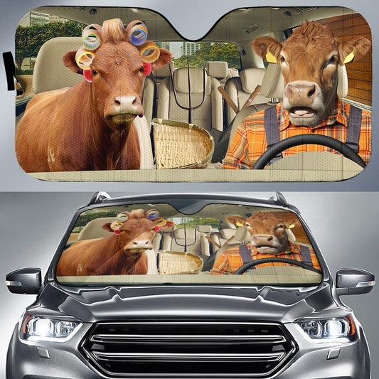 Joycorners Funny Limousin Diving All Over Printed 3D Sun Shade