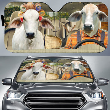 Joycorners Funny Brahman Cattle Diving All Over Printed 3D Sun Shade