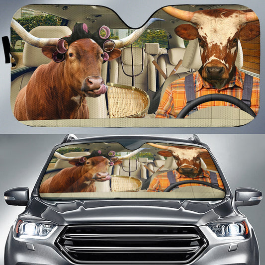 Joycorners Funny Texas Longhorn Diving All Over Printed 3D Sun Shade