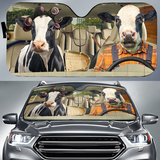 Joycorners Funny Holstein Diving All Over Printed 3D Sun Shade