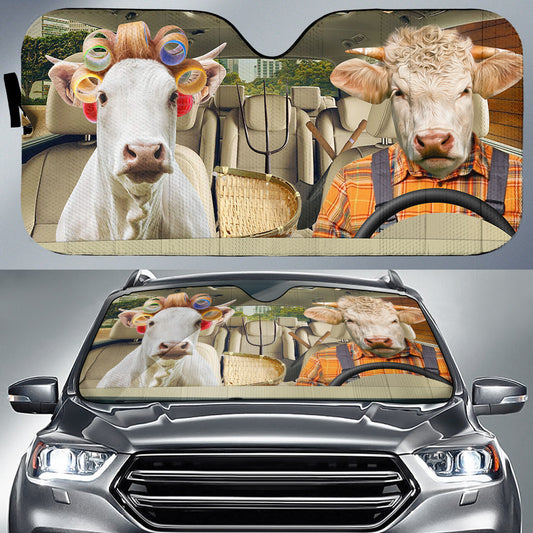 Joycorners Funny Charolais Diving All Over Printed 3D Sun Shade