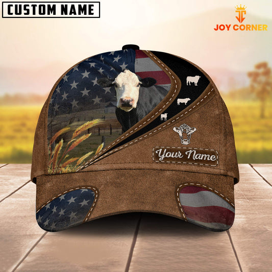 Joycorners Black Baldy Leather Pattern American Customized Name Cap