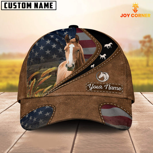 Joycorners Brown Horse Leather Pattern American Customized Name Cap