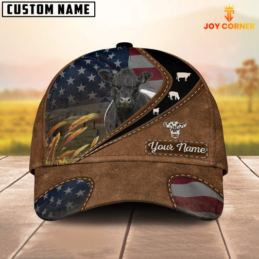 Joycorners Belted Galloway Leather Pattern American Customized Name Cap