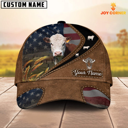 Joycorners Hereford Leather Pattern American Customized Name Cap