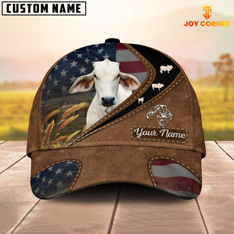 Joycorners Brahman Cattle Leather Pattern American Customized Name Cap