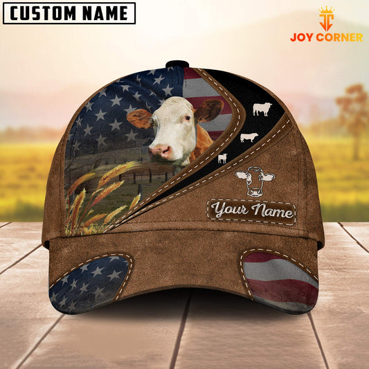 Joycorners Simmental Leather Pattern American Customized Name Cap