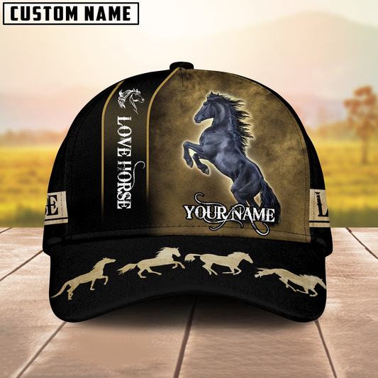 Joycorners  Black Horse Customized Name Cap