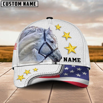 Joycorners Horse With Stars American Customized Name Cap