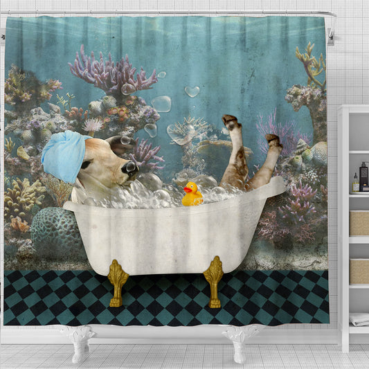 Joy Corners Brahman Cattle Taking Shower Under The Sea 3D Shower Curtain