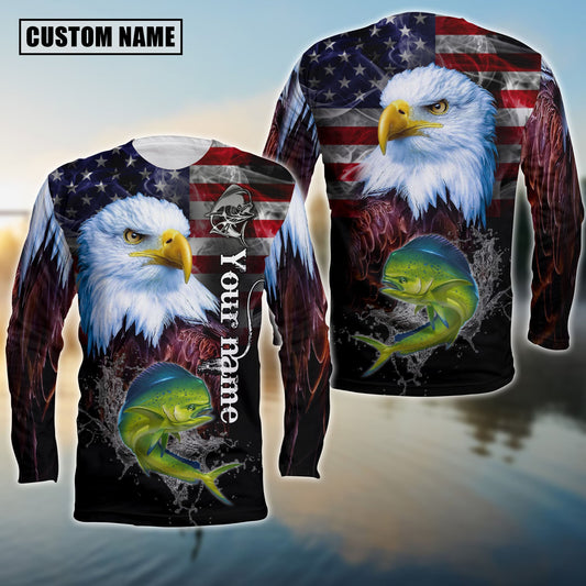 joycorners Customize Name Fishing Mahi Mahi American Eagle 3D Shirts