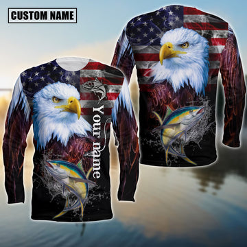 joycorners Customize Name Fishing Tuna American Eagle 3D Shirts