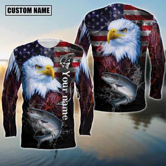 joycorners Customize Name Fishing Chinook American Eagle 3D Shirts