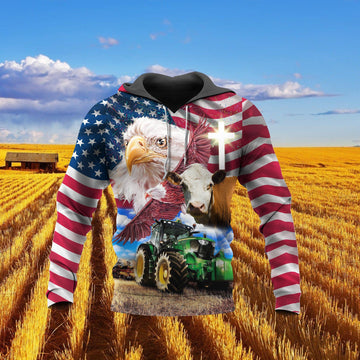 Joycorners Farm Hereford Eagles Tractor Cross 3D Shirts