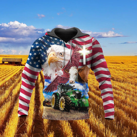 Joycorners Farm Simmental Eagles Tractor Cross 3D Shirts