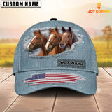 Joycorners Brown Horses Jeans Pattern Customized Name Cap