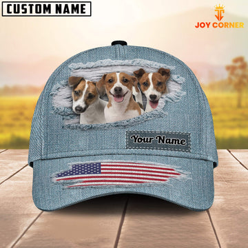 Joycorners Jack Russell Terriers Jeans Pattern Customized Name Cap