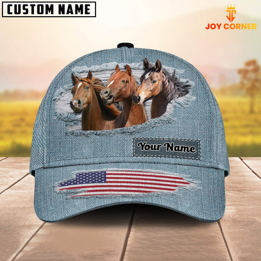 Joycorners Morgan Horses Jeans Pattern Customized Name Cap