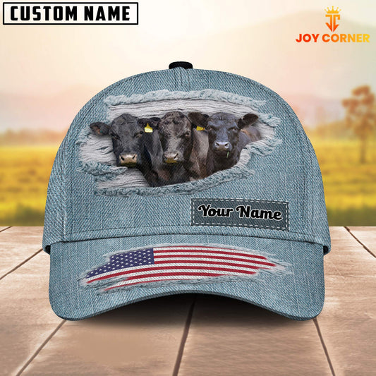 Joycorners Black Angus Jeans Pattern Customized Name Cap