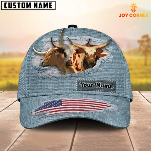 Joycorners Texas Longhorn Jeans Pattern Customized Name Cap