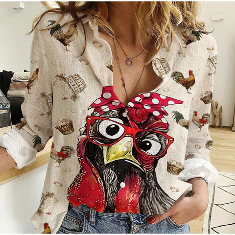Joycorners Cute Chicken Pattern Casual Shirt