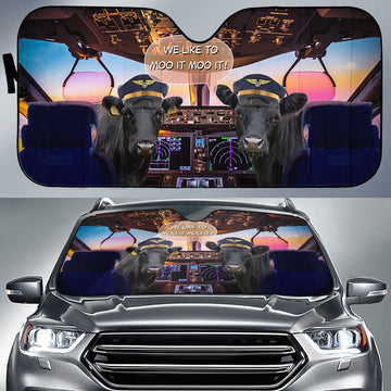 Joycorners Dexter Pilot I Like To Moo It Moo It All Over Printed 3D Sun Shade