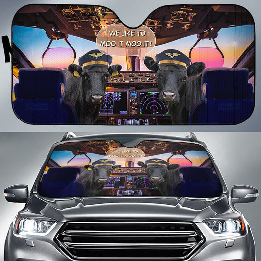 Joycorners Dexter Pilot I Like To Moo It Moo It All Over Printed 3D Sun Shade