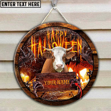 Joycorners Simmental Scaary Halloween Custom Name Wooden Sign