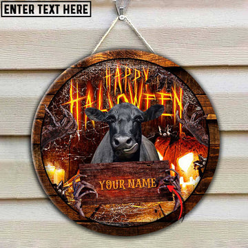 Joycorners Black Angus Scaary Halloween Custom Name Wooden Sign
