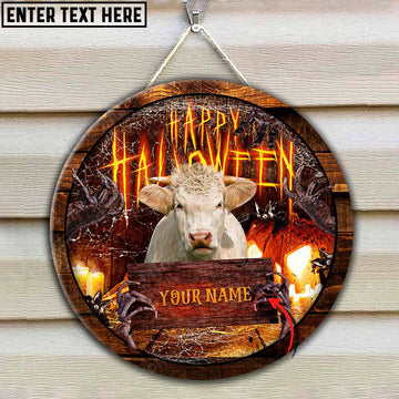 Joycorners Charolais Scaary Halloween Custom Name Wooden Sign