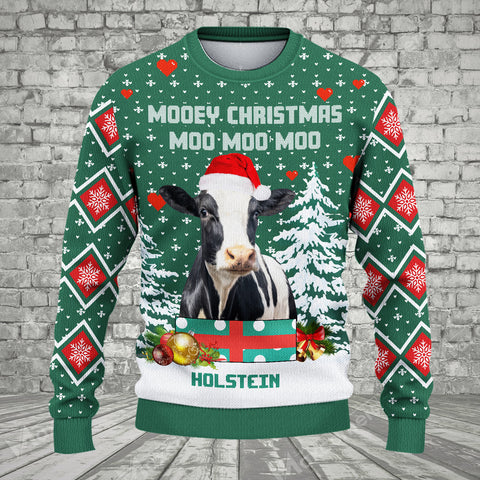Joycorners Holstein Green Merry Christmas Ugly Sweater
