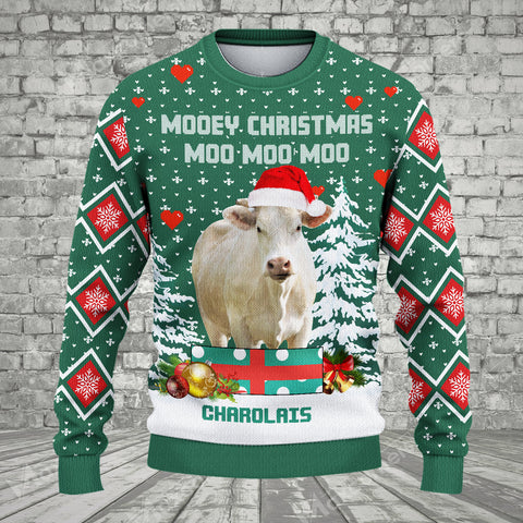 Joycorners Charolais Green Merry Christmas Ugly Sweater
