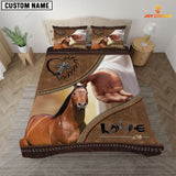 Joycorners Brown Horse Love God Custom Name Bedding Set