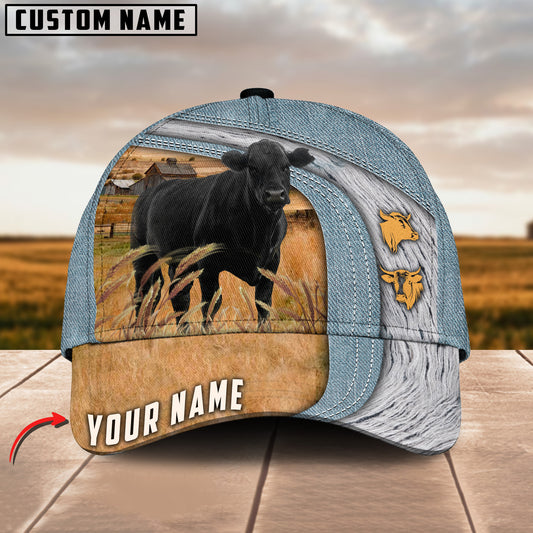 Joycorners Black Angus Jeans Pattern Customized Name Cap