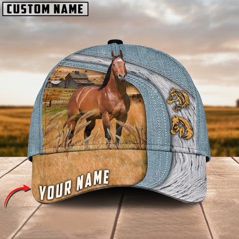 Joycorners Brown Horse Jeans Pattern Customized Name Cap
