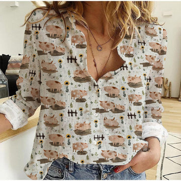 Joycorners Piggies Farm Pattern Casual Shirt