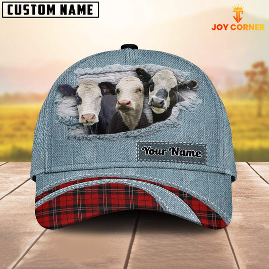 Joycorners Black Baldy Red Caro And Jeans Pattern Customized Name Cap