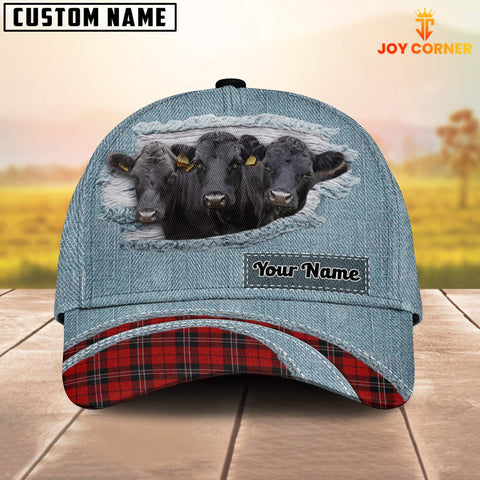 Joycorners Dexter Red Caro And Jeans Pattern Customized Name Cap