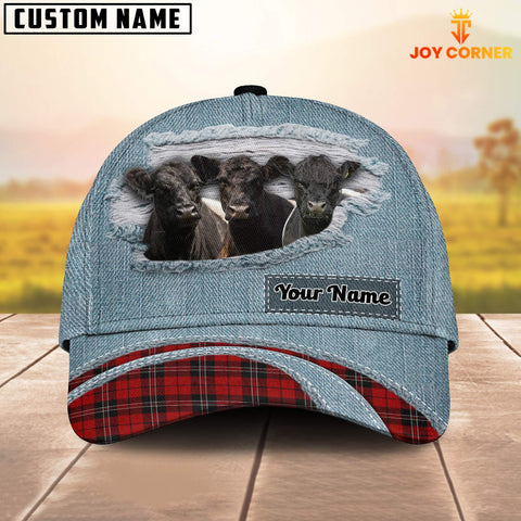 Joycorners Belted Galloway Red Caro And Jeans Pattern Customized Name Cap