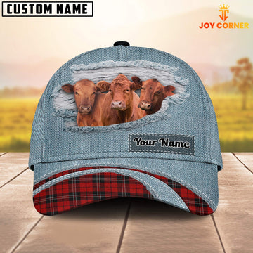 Joycorners Red Angus Red Caro And Jeans Pattern Customized Name Cap